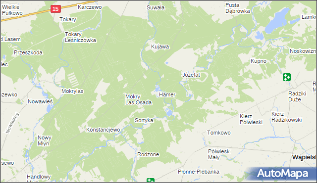 mapa Hamer gmina Golub-Dobrzyń, Hamer gmina Golub-Dobrzyń na mapie Targeo