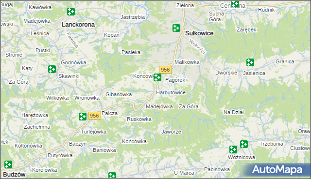 mapa Harbutowice gmina Sułkowice, Harbutowice gmina Sułkowice na mapie Targeo