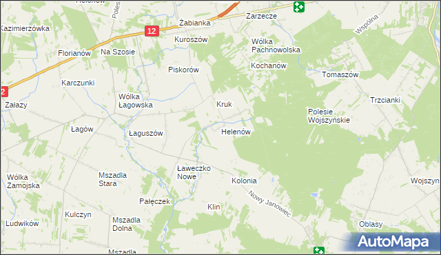mapa Helenów gmina Przyłęk, Helenów gmina Przyłęk na mapie Targeo