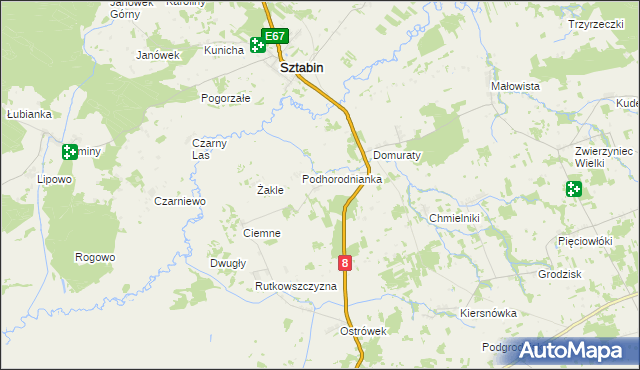 mapa Horodnianka gmina Suchowola, Horodnianka gmina Suchowola na mapie Targeo