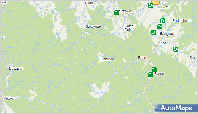 mapa Huczwice, Huczwice na mapie Targeo