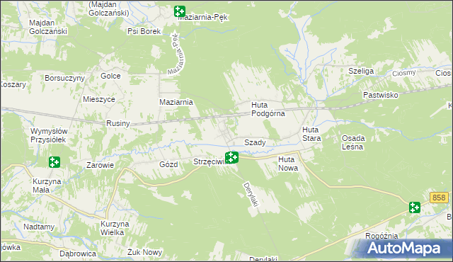 mapa Huta Krzeszowska, Huta Krzeszowska na mapie Targeo