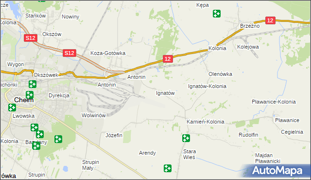 mapa Ignatów gmina Kamień, Ignatów gmina Kamień na mapie Targeo