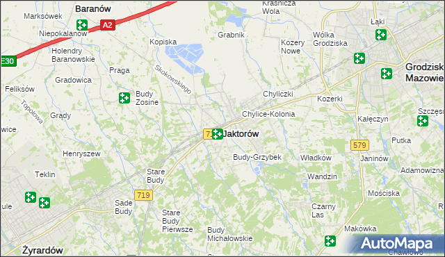 mapa Jaktorów, Jaktorów na mapie Targeo