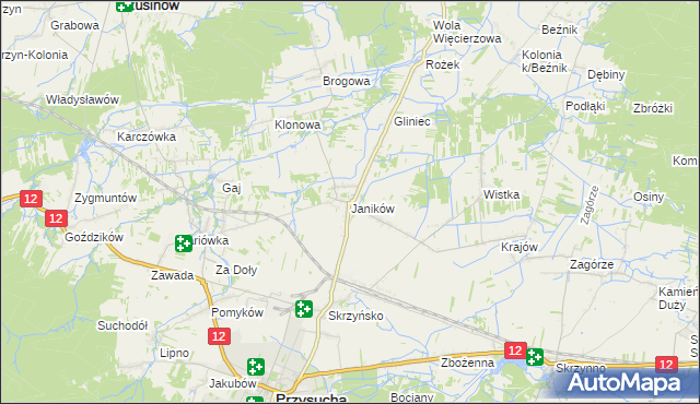 mapa Janików gmina Przysucha, Janików gmina Przysucha na mapie Targeo