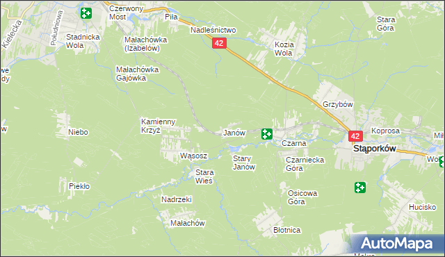 mapa Janów gmina Stąporków, Janów gmina Stąporków na mapie Targeo