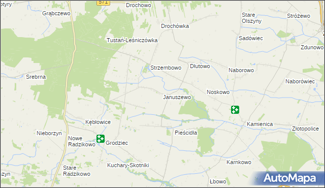 mapa Januszewo gmina Naruszewo, Januszewo gmina Naruszewo na mapie Targeo