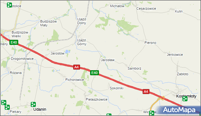 mapa Jarosław gmina Udanin, Jarosław gmina Udanin na mapie Targeo