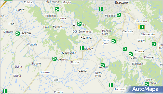 mapa Jasionów gmina Haczów, Jasionów gmina Haczów na mapie Targeo