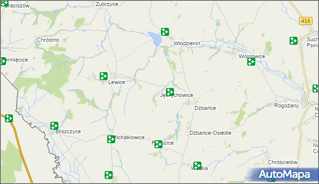 mapa Jędrychowice, Jędrychowice na mapie Targeo