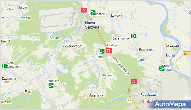 mapa Jelna gmina Nowa Sarzyna, Jelna gmina Nowa Sarzyna na mapie Targeo