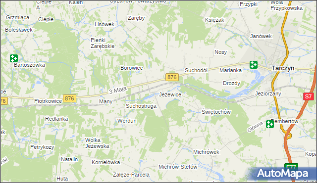 mapa Jeżewice gmina Tarczyn, Jeżewice gmina Tarczyn na mapie Targeo