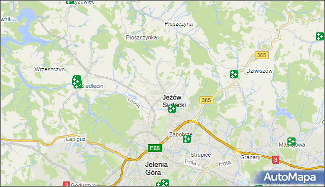 mapa Jeżów Sudecki, Jeżów Sudecki na mapie Targeo