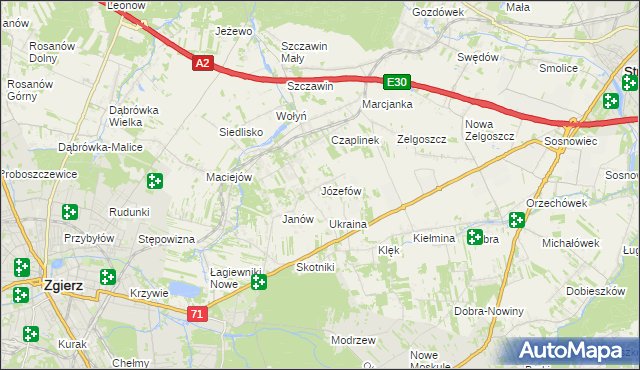 mapa Józefów gmina Zgierz, Józefów gmina Zgierz na mapie Targeo