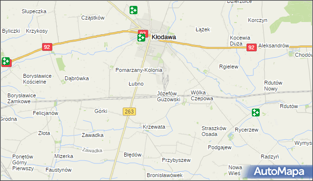 mapa Józefów Guzowski, Józefów Guzowski na mapie Targeo