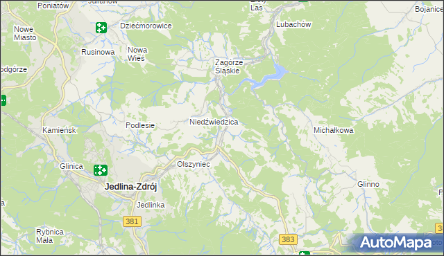 mapa Jugowice gmina Walim, Jugowice gmina Walim na mapie Targeo