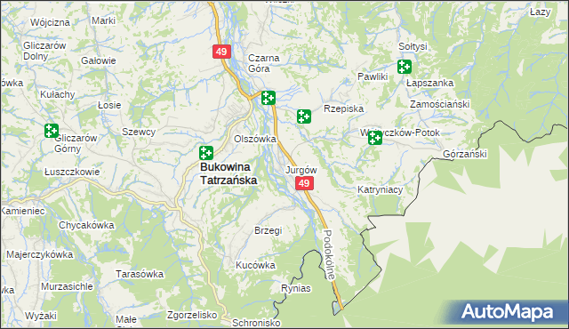 mapa Jurgów, Jurgów na mapie Targeo