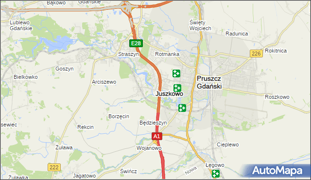 mapa Juszkowo, Juszkowo na mapie Targeo