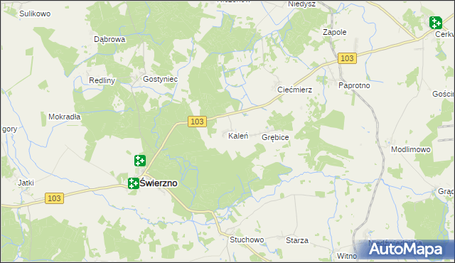 mapa Kaleń gmina Świerzno, Kaleń gmina Świerzno na mapie Targeo