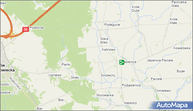mapa Kalinowo-Parcele, Kalinowo-Parcele na mapie Targeo