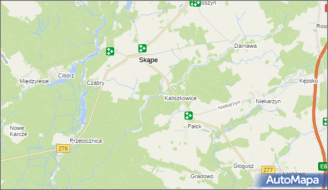 mapa Kaliszkowice gmina Skąpe, Kaliszkowice gmina Skąpe na mapie Targeo