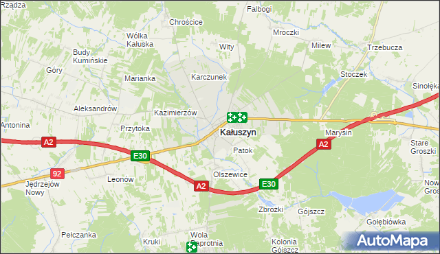 mapa Kałuszyn powiat miński, Kałuszyn powiat miński na mapie Targeo