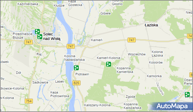 mapa Kamień-Kolonia gmina Łaziska, Kamień-Kolonia gmina Łaziska na mapie Targeo