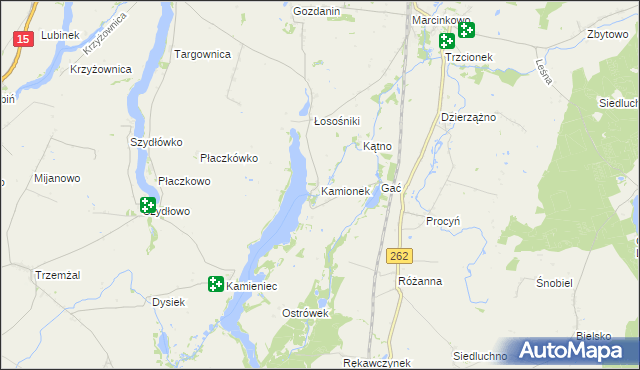 mapa Kamionek gmina Mogilno, Kamionek gmina Mogilno na mapie Targeo