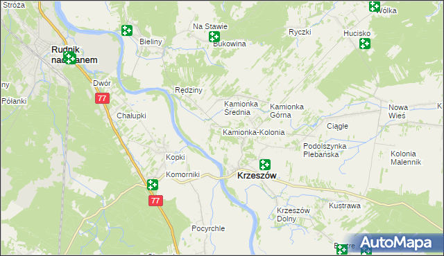 mapa Kamionka-Kolonia, Kamionka-Kolonia na mapie Targeo