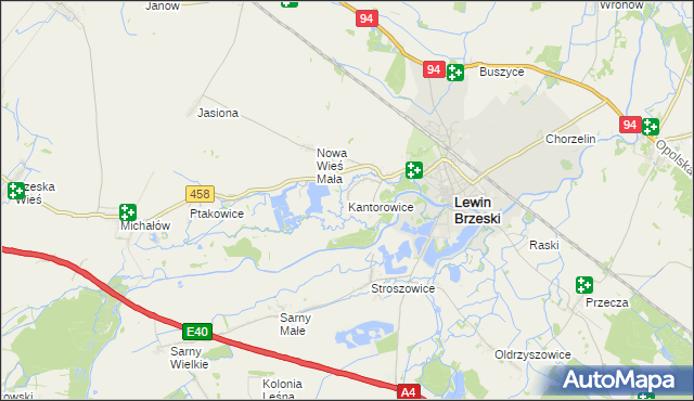 mapa Kantorowice gmina Lewin Brzeski, Kantorowice gmina Lewin Brzeski na mapie Targeo