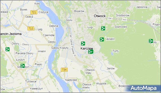 mapa Karczew powiat otwocki, Karczew powiat otwocki na mapie Targeo