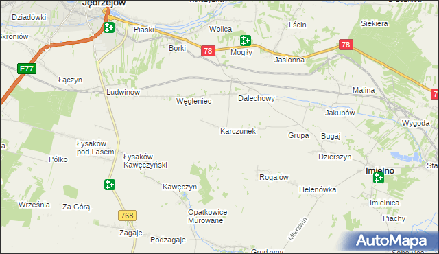 mapa Karczunek gmina Imielno, Karczunek gmina Imielno na mapie Targeo