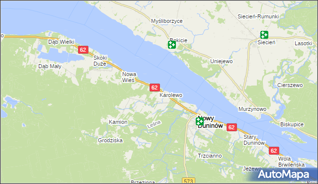 mapa Karolewo gmina Nowy Duninów, Karolewo gmina Nowy Duninów na mapie Targeo