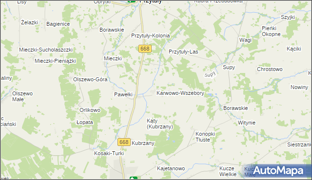 mapa Karwowo-Wszebory, Karwowo-Wszebory na mapie Targeo