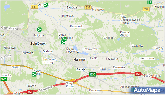 mapa Kazimierów gmina Halinów, Kazimierów gmina Halinów na mapie Targeo