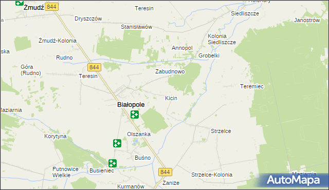 mapa Kicin gmina Białopole, Kicin gmina Białopole na mapie Targeo