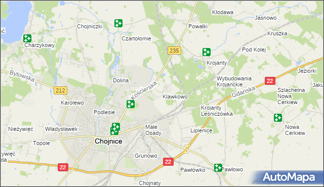 mapa Klawkowo, Klawkowo na mapie Targeo