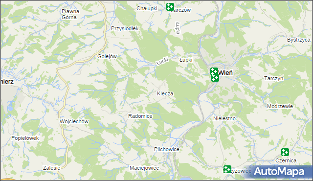 mapa Klecza, Klecza na mapie Targeo