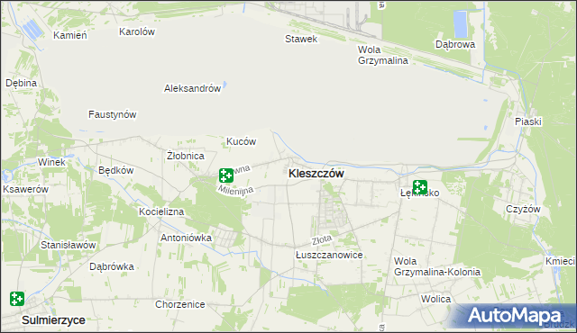 mapa Kleszczów powiat bełchatowski, Kleszczów powiat bełchatowski na mapie Targeo