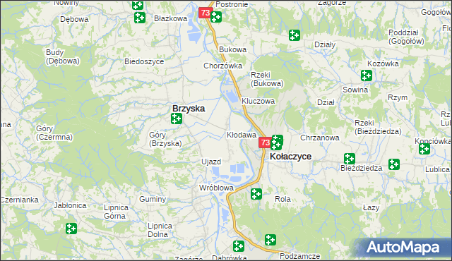 mapa Kłodawa gmina Brzyska, Kłodawa gmina Brzyska na mapie Targeo