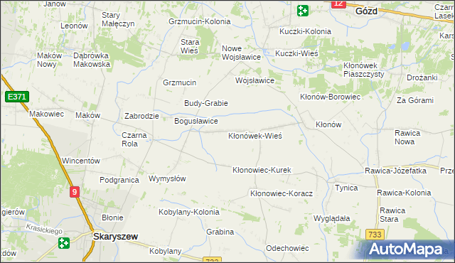 mapa Kłonówek-Wieś, Kłonówek-Wieś na mapie Targeo