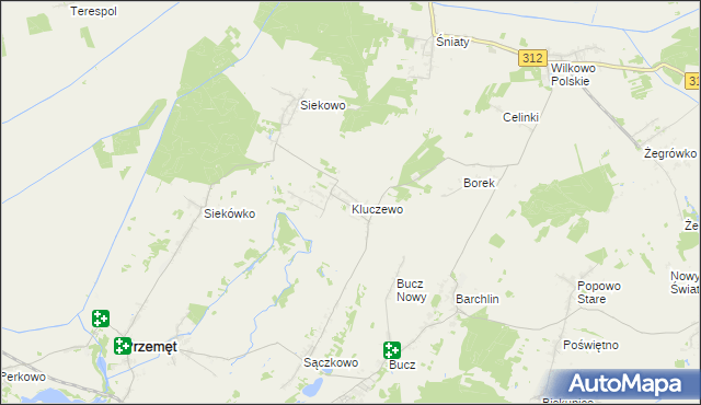 mapa Kluczewo gmina Przemęt, Kluczewo gmina Przemęt na mapie Targeo