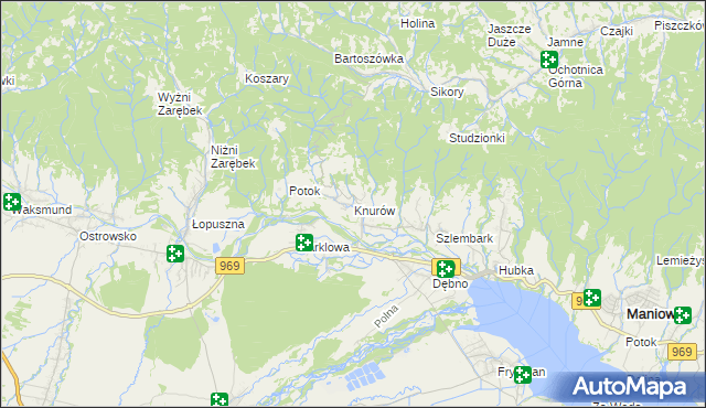 mapa Knurów gmina Nowy Targ, Knurów gmina Nowy Targ na mapie Targeo