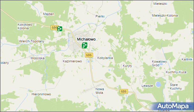 mapa Kobylanka gmina Michałowo, Kobylanka gmina Michałowo na mapie Targeo