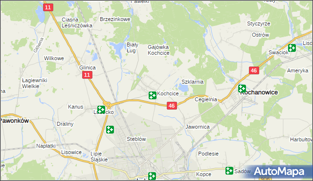 mapa Kochcice, Kochcice na mapie Targeo