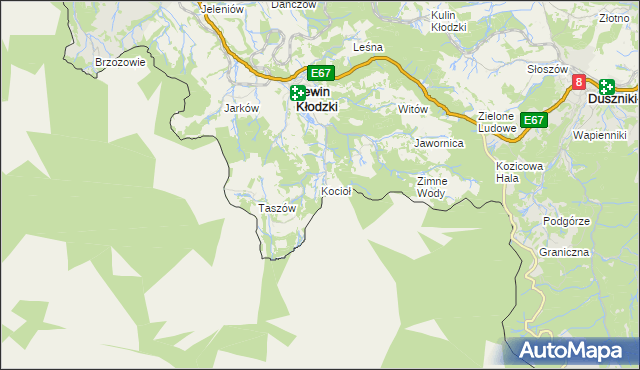 mapa Kocioł gmina Lewin Kłodzki, Kocioł gmina Lewin Kłodzki na mapie Targeo