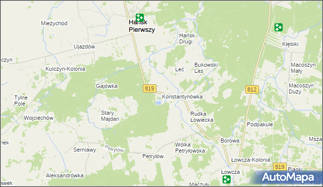 mapa Konstantynówka gmina Hańsk, Konstantynówka gmina Hańsk na mapie Targeo