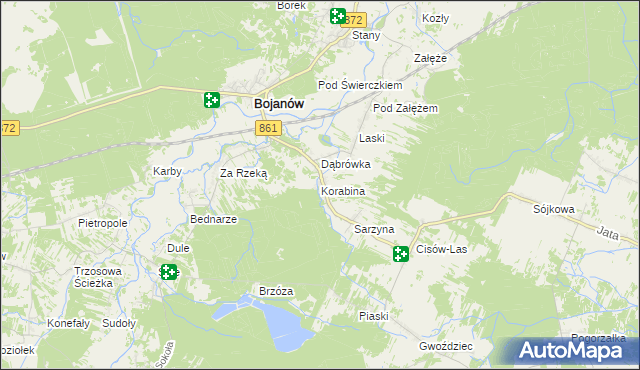 mapa Korabina, Korabina na mapie Targeo