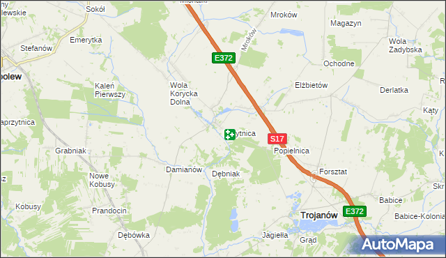 mapa Korytnica gmina Trojanów, Korytnica gmina Trojanów na mapie Targeo