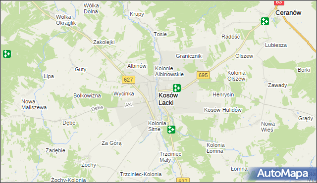 mapa Kosów Lacki, Kosów Lacki na mapie Targeo